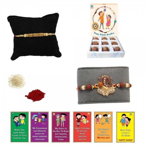 BOGATCHI 9 Chocolate Box 2 Rakhi Roli Chawal and Story Card F | Rakhi gifts | Rakhi with Gift Combo 